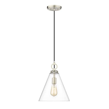 Z-Lite Harper 1 Light Pendant, Brushed Nickel & Clear 3034P11-BN